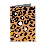 Leopard  spots brown white orange Mini Greeting Card Left