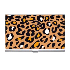 Leopard  Spots Brown White Orange Business Card Holder by ConteMonfreyShop