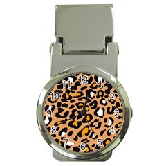 Leopard  Spots Brown White Orange Money Clip Watch by ConteMonfreyShop