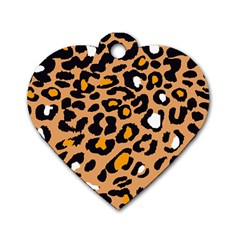 Leopard  Spots Brown White Orange Dog Tag Heart (two Sides) by ConteMonfreyShop