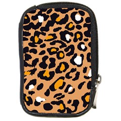 Leopard  Spots Brown White Orange Compact Camera Leather Case by ConteMonfreyShop