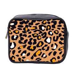 Leopard  Spots Brown White Orange Mini Toiletries Bag (two Sides) by ConteMonfreyShop