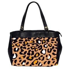 Leopard  Spots Brown White Orange Oversize Office Handbag (2 Sides) by ConteMonfreyShop