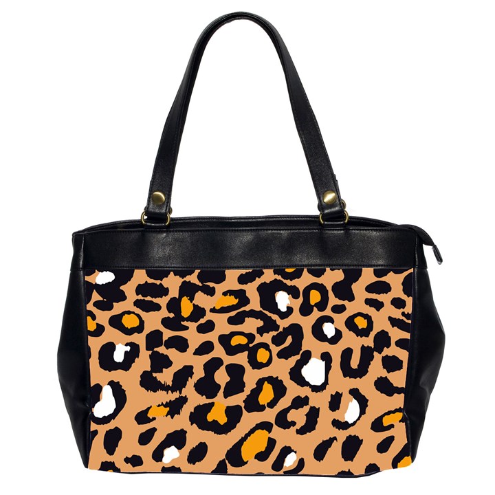 Leopard  spots brown white orange Oversize Office Handbag (2 Sides)