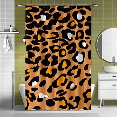 Leopard  Spots Brown White Orange Shower Curtain 48  X 72  (small) by ConteMonfreyShop