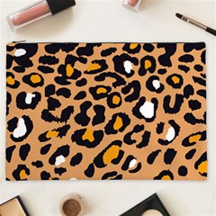 Leopard  Spots Brown White Orange Cosmetic Bag (xxl) by ConteMonfreyShop