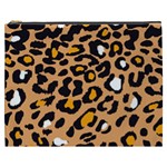 Leopard  spots brown white orange Cosmetic Bag (XXXL) Front