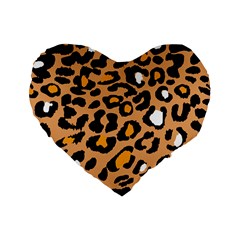 Leopard  Spots Brown White Orange Standard 16  Premium Heart Shape Cushion  by ConteMonfreyShop