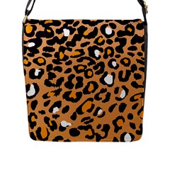 Leopard  Spots Brown White Orange Flap Closure Messenger Bag (l) by ConteMonfreyShop