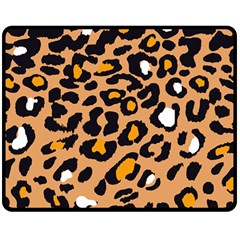 Leopard  Spots Brown White Orange Double Sided Fleece Blanket (medium) by ConteMonfreyShop