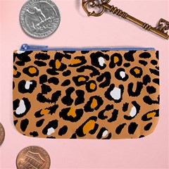 Leopard  Spots Brown White Orange Large Coin Purse by ConteMonfreyShop