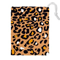 Leopard  Spots Brown White Orange Drawstring Pouch (4xl) by ConteMonfreyShop