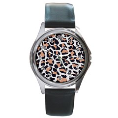 Leopard Print  Round Metal Watch by ConteMonfreyShop