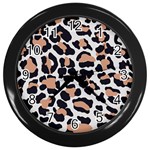 Leopard Print  Wall Clock (Black) Front