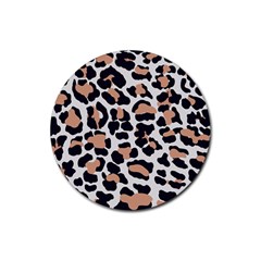 Leopard Print  Rubber Round Coaster (4 Pack) by ConteMonfreyShop