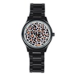 Leopard Print  Stainless Steel Round Watch Front