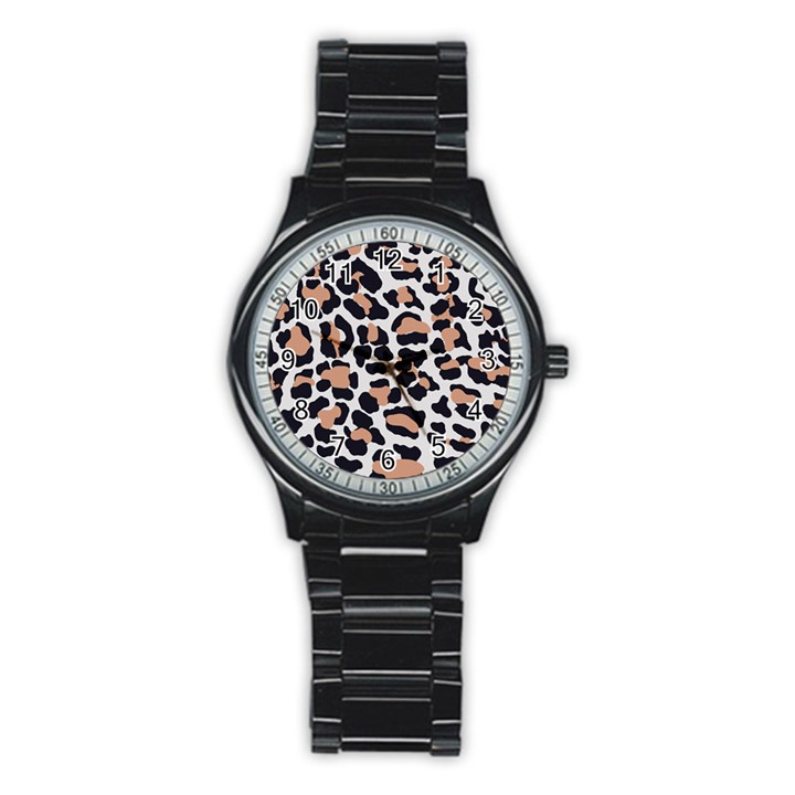 Leopard Print  Stainless Steel Round Watch