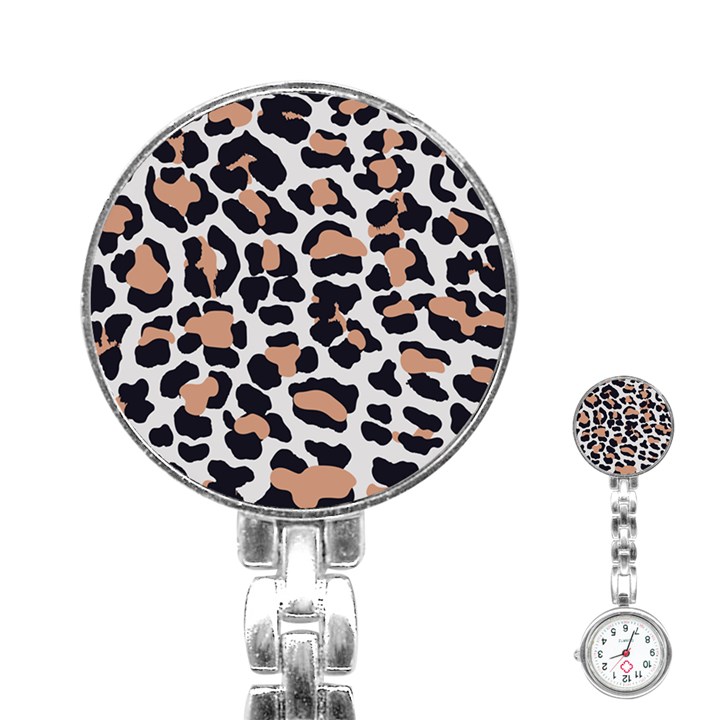 Leopard Print  Stainless Steel Nurses Watch