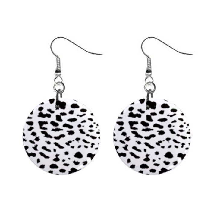 Leopard Print Jaguar Dots Black And White Mini Button Earrings