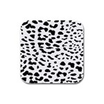 Leopard Print Jaguar Dots Black And White Rubber Square Coaster (4 pack) Front