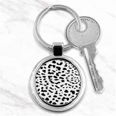 Leopard Print Jaguar Dots Black And White Key Chain (round) by ConteMonfreyShop