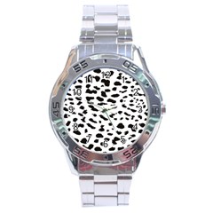 Leopard Print Jaguar Dots Black And White Stainless Steel Analogue Watch by ConteMonfreyShop