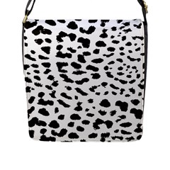 Leopard Print Jaguar Dots Black And White Flap Closure Messenger Bag (l) by ConteMonfreyShop