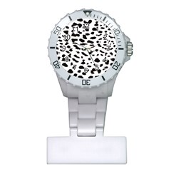 Leopard Print Jaguar Dots Black And White Plastic Nurses Watch by ConteMonfreyShop