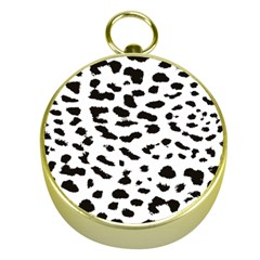 Leopard Print Jaguar Dots Black And White Gold Compass by ConteMonfreyShop