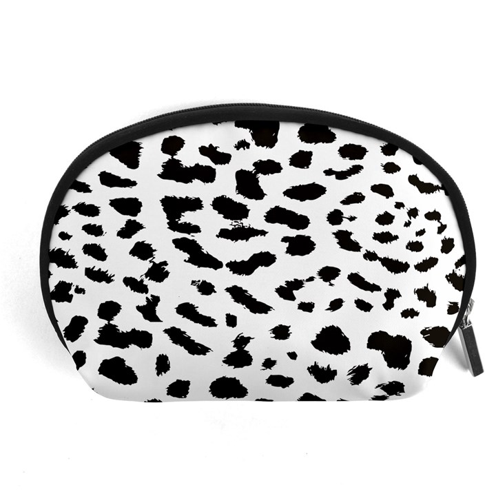 Leopard Print Jaguar Dots Black And White Accessory Pouch (Large)