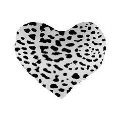 Leopard Print Jaguar Dots Black And White Standard 16  Premium Flano Heart Shape Cushion  by ConteMonfreyShop