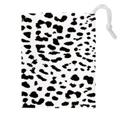 Leopard Print Jaguar Dots Black And White Drawstring Pouch (4xl) by ConteMonfreyShop