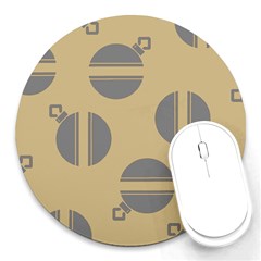 Gray Stripe Ornaments Brown Round Mousepads