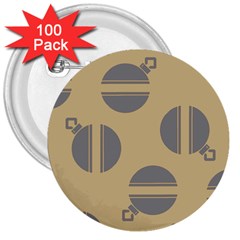 Gray Stripe Ornaments Brown 3  Buttons (100 Pack)  by TetiBright