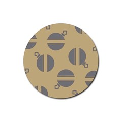 Gray Stripe Ornaments Brown Rubber Coaster (round) by TetiBright