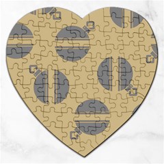 Gray Stripe Ornaments Brown Jigsaw Puzzle (heart) by TetiBright