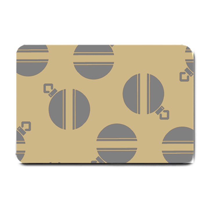 Gray Stripe Ornaments Brown Small Doormat 