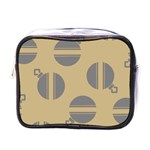 Gray Stripe Ornaments Brown Mini Toiletries Bag (One Side) Front