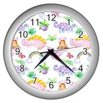 Dinosaurs Are Our Friends  Wall Clock (Silver) Front