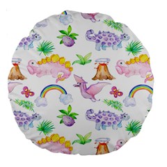 Dinosaurs Are Our Friends  Large 18  Premium Round Cushion  by ConteMonfreyShop