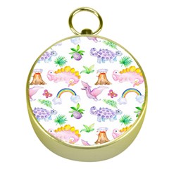 Dinosaurs Are Our Friends  Gold Compass by ConteMonfreyShop