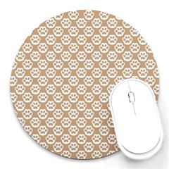 Brown Little Paws - Cute Cat Lover  Round Mousepad by ConteMonfreyShop