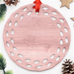 Pink Wood Round Filigree Ornament (two Sides)