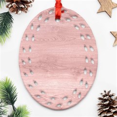 Pink Wood Oval Filigree Ornament (two Sides)