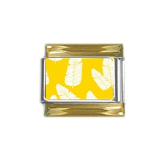 Yellow Banana Leaves Gold Trim Italian Charm (9mm) by ConteMonfreyShop