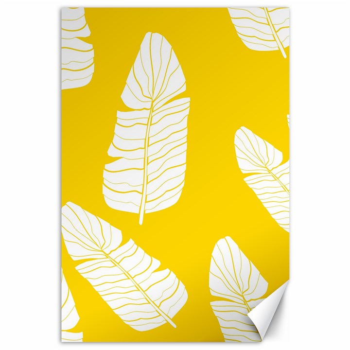 Yellow Banana Leaves Canvas 12  x 18 