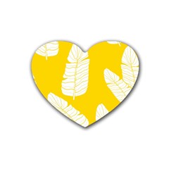 Yellow Banana Leaves Rubber Coaster (heart) by ConteMonfreyShop