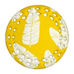 Yellow Banana Leaves Round Filigree Ornament (Two Sides) Back