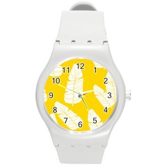 Yellow Banana Leaves Round Plastic Sport Watch (m) by ConteMonfreyShop