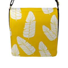 Yellow Banana Leaves Flap Closure Messenger Bag (l) by ConteMonfreyShop